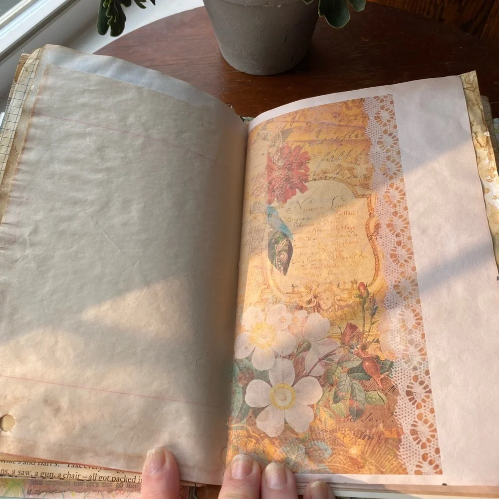 NWT - Hardcover Vintage Collage Art Journal with Owl Travelers Notebook